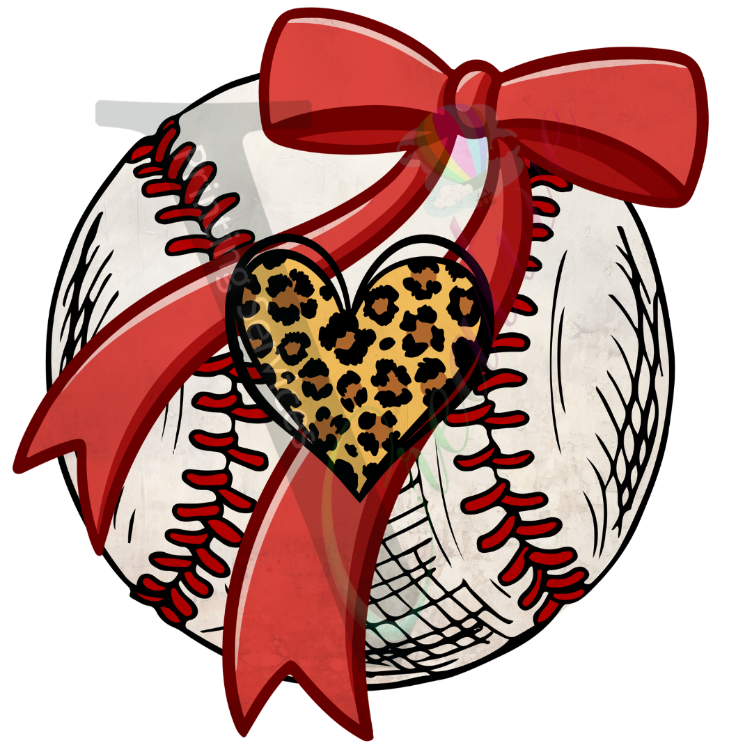 Baseball - Baseball Bow and Heart