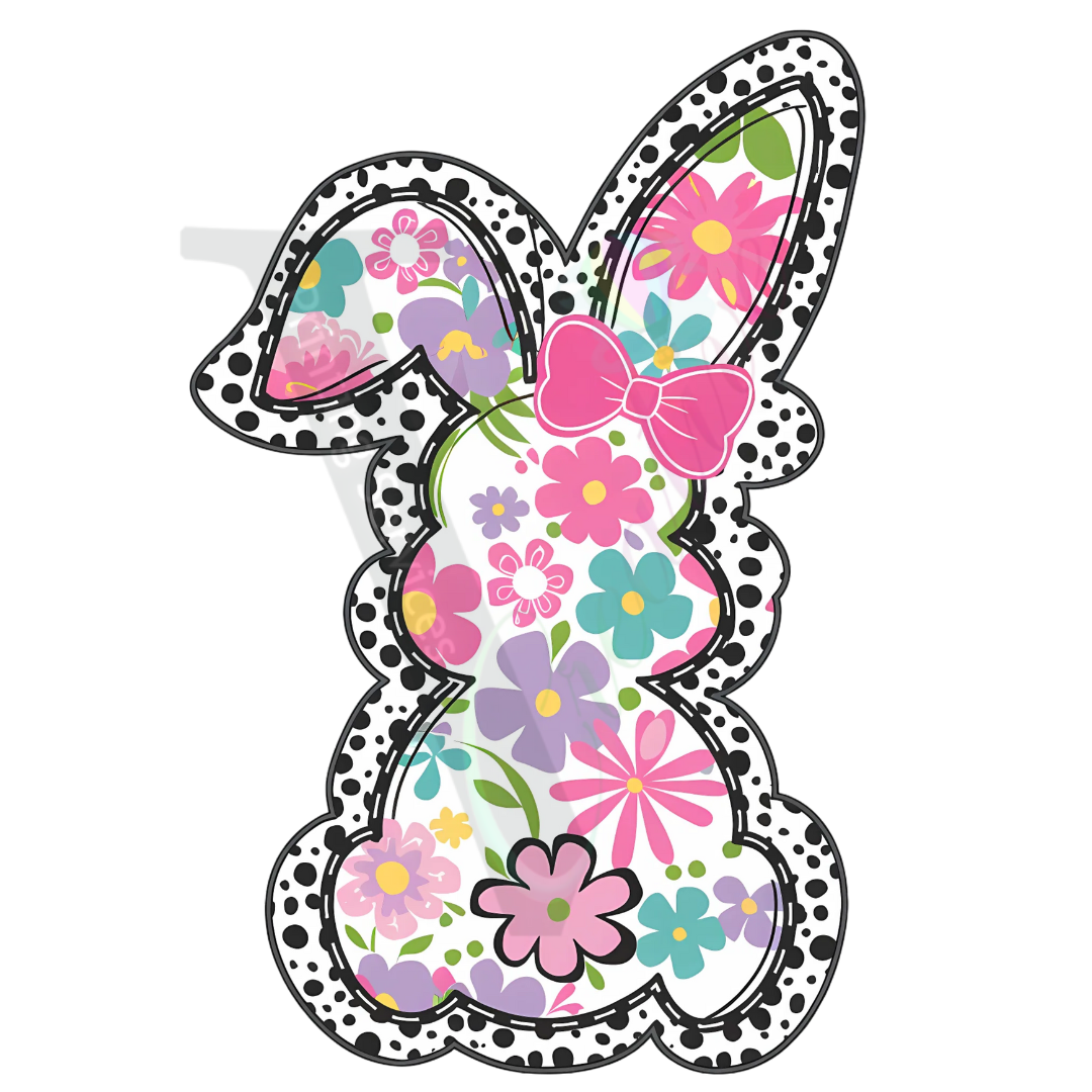 Easter Coquette - Bunny with Flowers and Outline