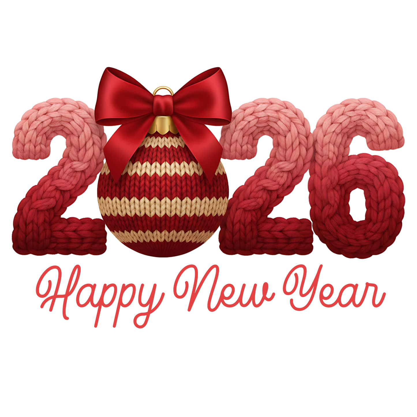 Crochet Happy New Year 2026 Faux Yarn