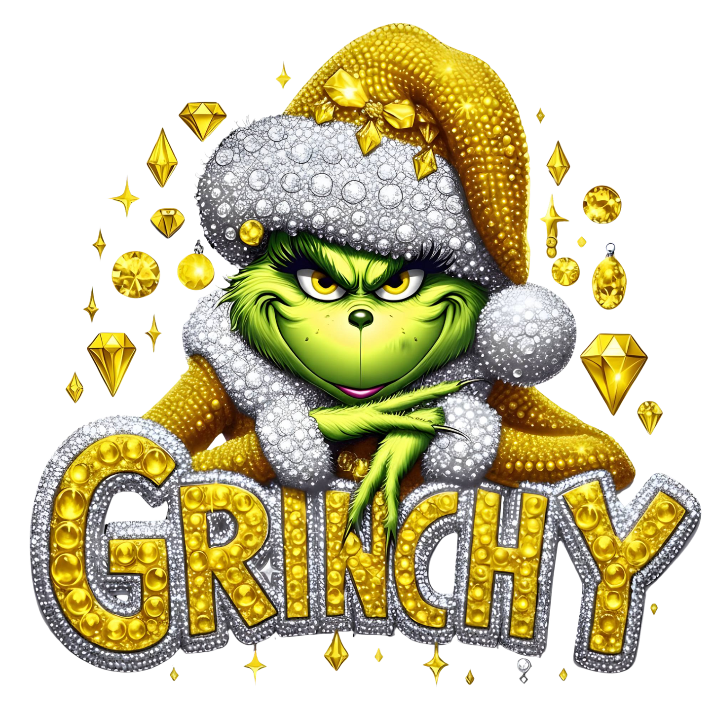 Grinchy Yellow Rhinestones