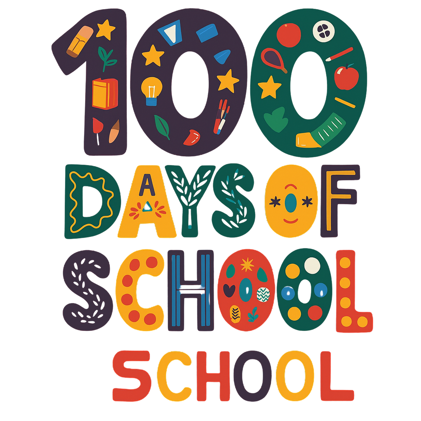 100 Days of School Colorful