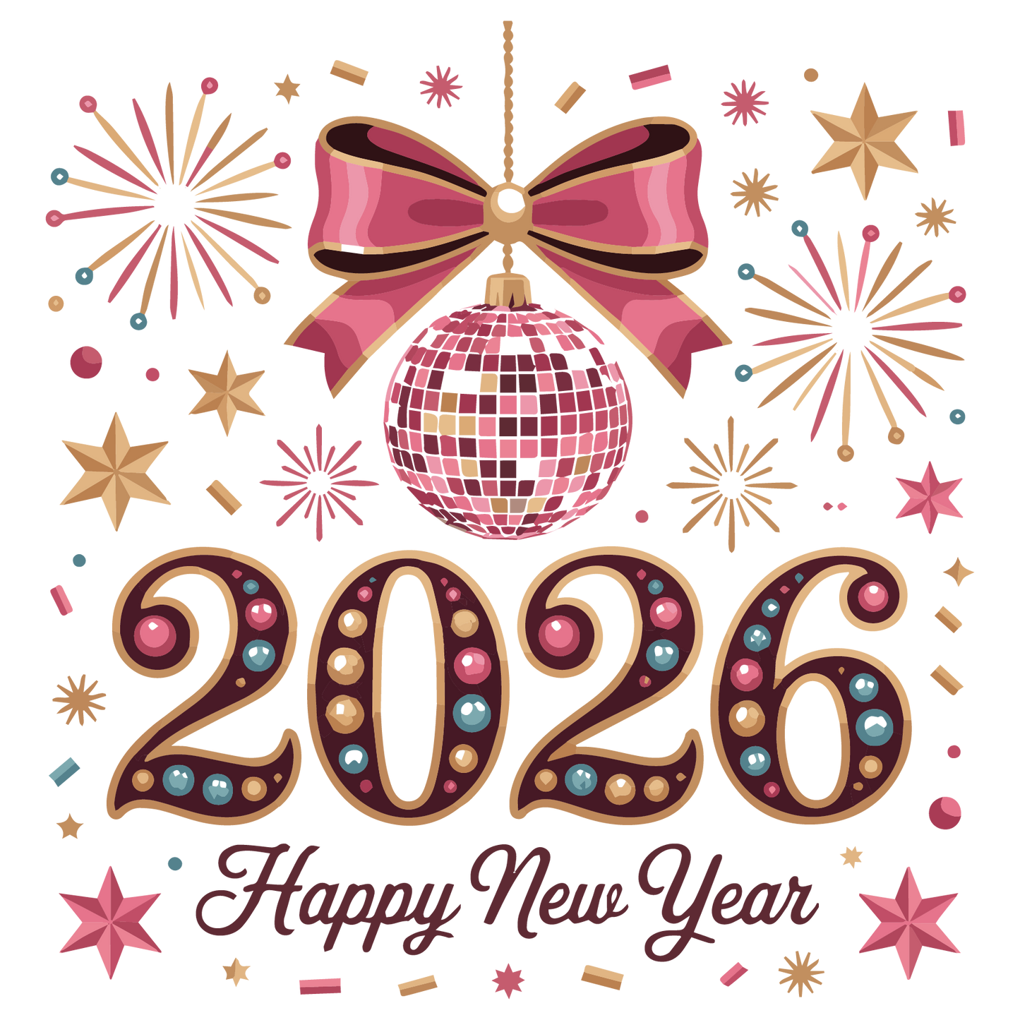 2026 New Year Pink Bow