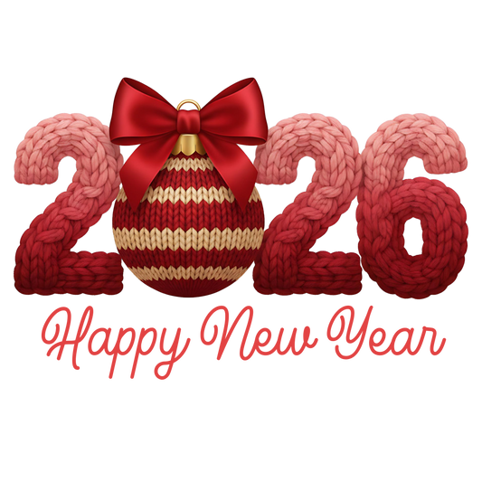 Crochet Happy New Year 2026 Faux Yarn