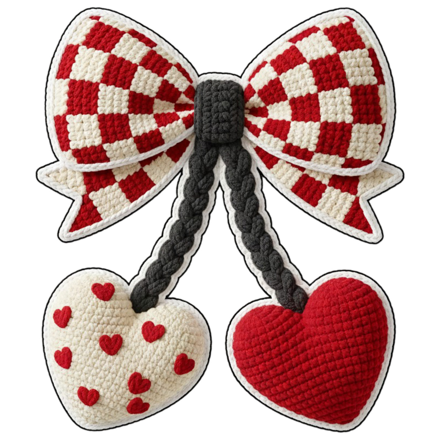 Faux Crochet Valentines Day Cherry