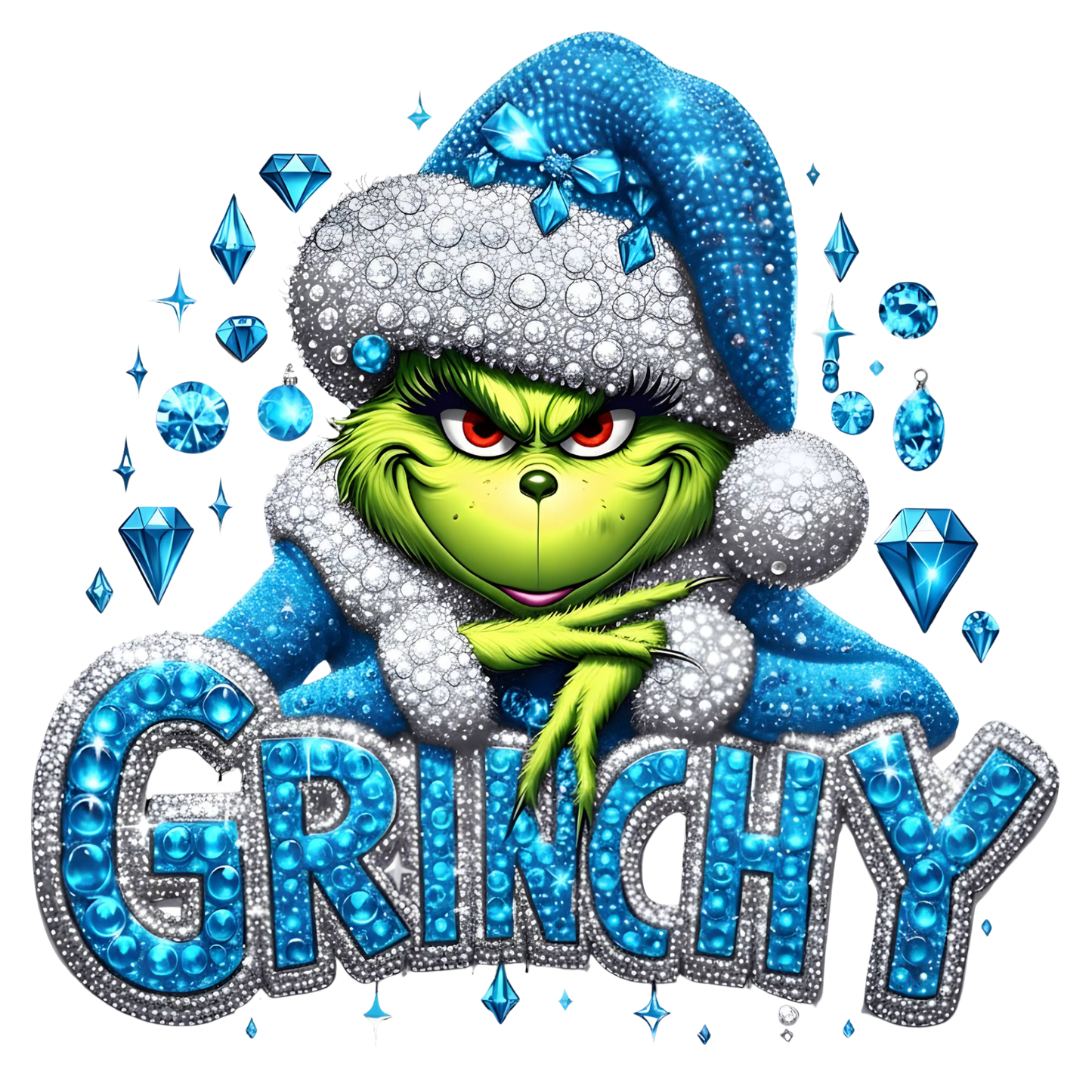 Grinchy Blue Rhinestones