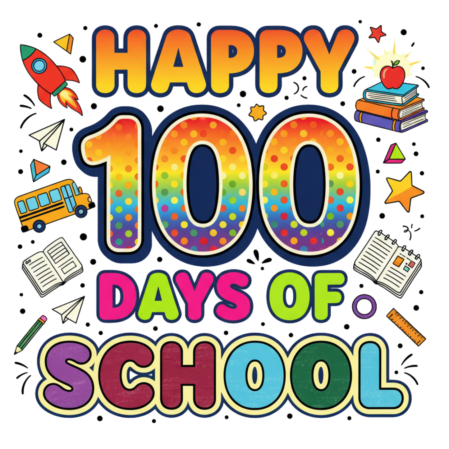 Happy 100 Days of School Rainbow